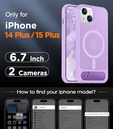 Temdan Magnetic Compatible with iPhone 15 Plus Case & iPhone 14 Plus Case, [Built-in Invisible Kickstand][Compatible with MagSafe][Military Grade Shockproof] Slim Translucent Matte Phone Case 6.7" - Image 2