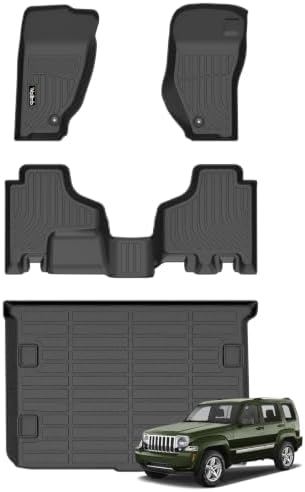 Wailtnb-Mats for Jeep Liberty 2008-2012 Floor Mat Cargo Liner All Weather Floor Liner Car Mat for Jeep Liberty Custom Fit Automotive Full Set Accessories by Wailtnb