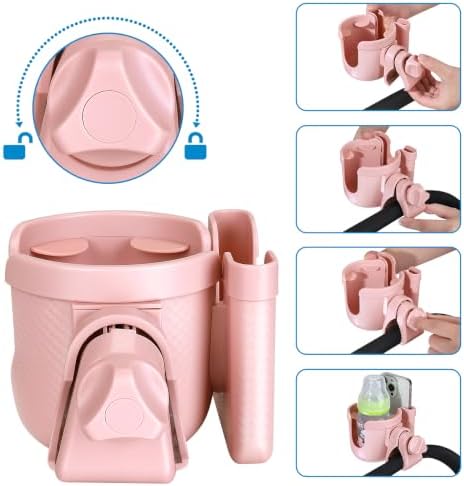 Accmor Stroller Cup Holder with Phone Holder, Bike Cup Holder, Walker Scooter Wheelchair Cup Holder Attachment, Universal Cup Holder for Uppababy Graco Strollers - Image 5