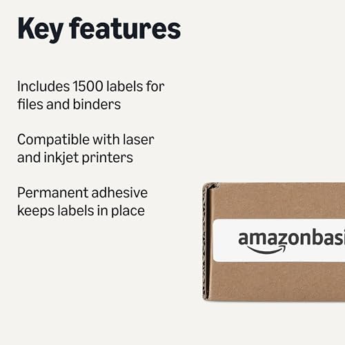 Amazon Basics File Folder Labels, White, 2/3" x 3-7/16", 1500 Count - Image 2