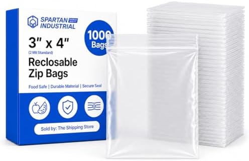 3” X 4” (1000 Count) 2 Mil Clear Reclosable Zip Plastic Poly Bags by SpartanIndustrial