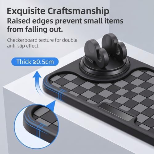 Multifunctional Car Anti-Slip Mat, Anti-Slip Rubber Dashboard Storage Pad and Phone Holder, Universal Dashboard Storage Accessories for Most Cars (Black & Gray) - Image 6