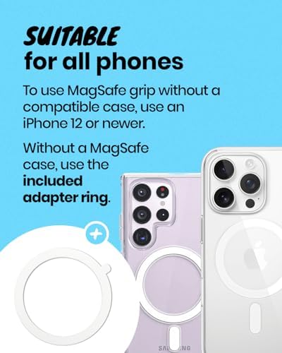 OnTheGrip Compatible with Magsafe Magnetic Cute Acrylic Tropical Leaf Design Collapsible Mobile Phone Grip Stand Holder for Smartphone Tablet Cell Phone Accessory (Pink Princess) - Image 6