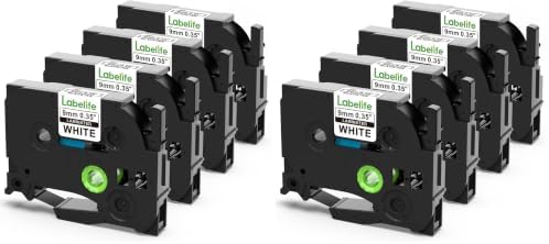 9mm Label Tape TZe-221 Replace for Brother P Touch TZe TZ Tape 9mm 0.35'' (Pack of 2) by Labelife