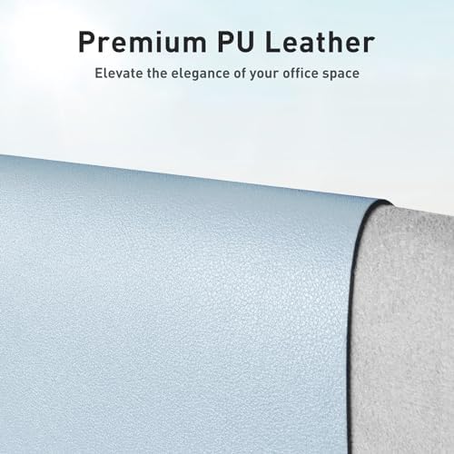 Aothia Faux Leather Desk Mat – Large Mouse Pad, Non-Slip PU Leather Blotter, Waterproof Writing Surface for Office and Home (Baby Blue, 47.2" x 23.6") - Image 2