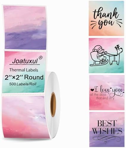 2''×2'' Square Thermal Sticker Labels, Self-Adhesive 2 Inch Direct Thermal Labels, Multi-Purpose Sticker for DIY Logo Design,Name Tag,QR Code, 500 Labels/1 Roll, Nebula by Joatuxul