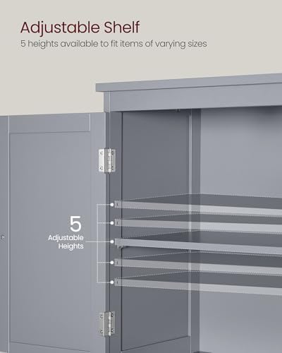 VASAGLE Bathroom Storage Cabinet with 2 Doors, 2 Drawers, Dove Gray - Image 6