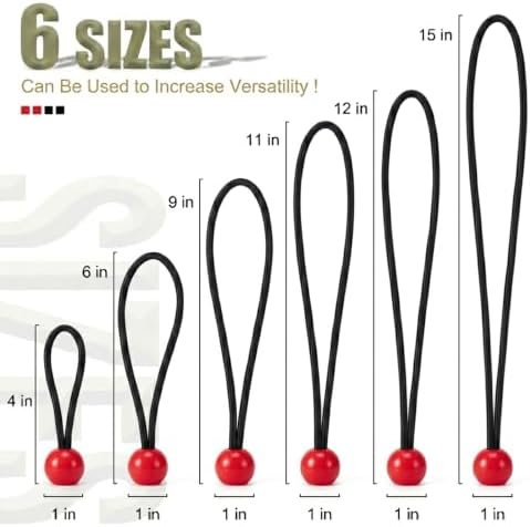 30 Pack Ball Bungee Cord, Heavy Duty Bungie Cord Balls (15",Black/Red) - Image 2