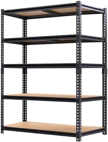 Storage Shelving Unit, 5 Tier Garage ShelvesHeavy Duty, Adjustable Metal Shelving Unit,2400LBS Black forPantry, Basement, Warehouse, Kitchen, Pantry and Closet,72" H by Unknown