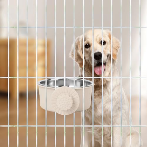 Pet Crate Bowls, Stainless Steel Dog Cage Hanging Bowl Removable Food Water Bowls for Dogs Cats Small Animals (Grey) - Image 6