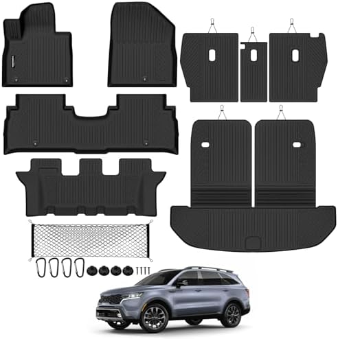 All Weather TPE Floor Mat Set for 2016-2020 Kia Sorento 7 Seats by TongamaAllWeatherFloorMats