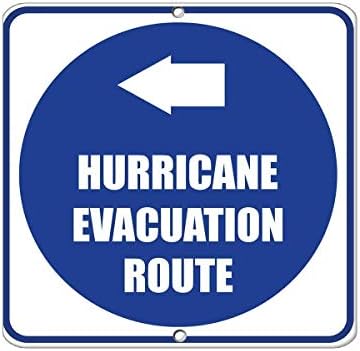 Warning Sign Hurricane Evacuation Route with Left Arrow Hazard Sign Business Sign 12X8 Inches Aluminum Metal Tin Sign by Eletina