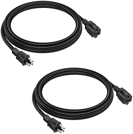 2 Pack 6FT 16AWG SJTW Heavy Duty 3 Prong ETL Extension Cord Indoor Outdoor by Belllights