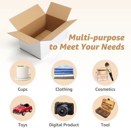 EXYGLO 15 Pack 12x8x6 Shipping Boxes for Small Business, White Corrugated Cardboard Small Box for Packaging, Moving, Mailing, and Storing - Image 5