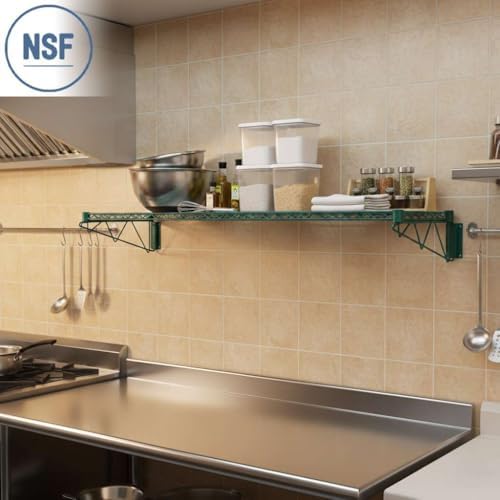 2 Pack 14" x 24" NSF Green Wire Wall Mount Shelf, Heavy Duty Commercial Metal Wall Shelf, Storage Rack for Home and Hotel - Image 2