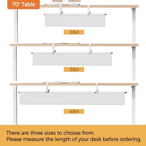 Under Desk Cable Management Tray, 28" Fabric Wire Cord Organizer, White - Image 6