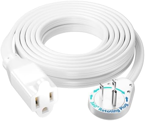 Maximm 15Ft Extension Cord, 14/3 AWG, 360° Rotating Flat Plug, 1-Outlet, UL by MaximmCable