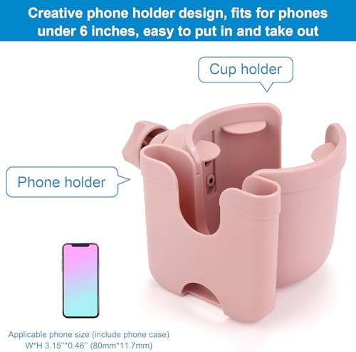 Accmor Stroller Cup Holder with Phone Holder, Bike Cup Holder, Walker Scooter Wheelchair Cup Holder Attachment, Universal Cup Holder for Uppababy Graco Strollers - Image 3