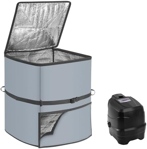 Hot Tub Pump Cover, Waterproof Insulated Heater Protection for Inflatable Spa Equipment, 600D Oxford Fabric Weather Shield Compatible with SaluSpa Coleman Bestway Outdoor Accessories,Grey,Square by bespeur