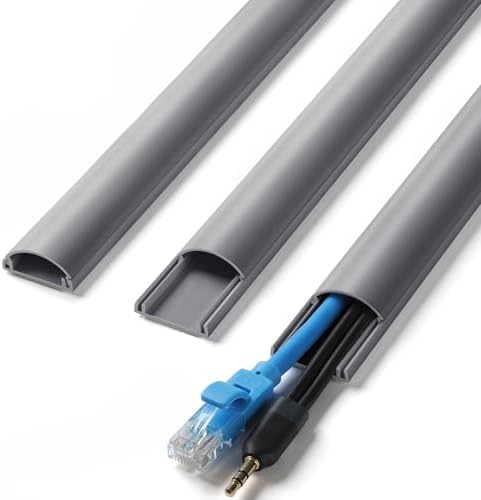 ZhiYo 85in Cord Covers for 1-2 Wires on Wall, D-Shaped 1" W x 0.4" H, Grey by ZhiYo