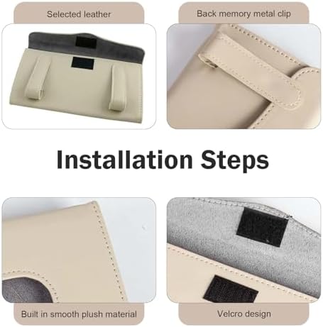 WZP Car Visor Tissue Holder, PU Leather Version Hanging Tissue Holder in Car, Slim Visor Mount Paper Napkin Organizer, Universal for Most Vehicles (Beige) - Image 6