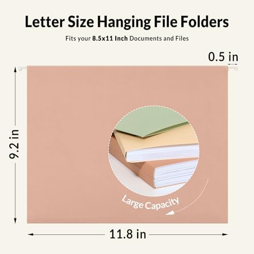 SUNEE 25 Count Hanging File Folders, Pastel Colors, Hanging File Folders Letter Size, Hanging Folders with 1/5-cut Tabs, Designed for Bulky Files, Filing Cabinets, Medical Charts - Image 5