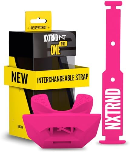 Nxtrnd One Pro Football Mouth Guard, Interchangeable Strap, Fits Adult & Youth (Pink) by NXTRND
