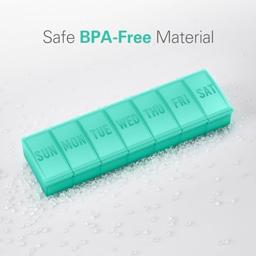Barhon Pill Organizer Large, Weekly Pills Organizer Pill Box, Medicine Pill Organizer Travel, 7 Day Pill Case for Big Vitamins Supplements Fish Oil, Green - Image 5