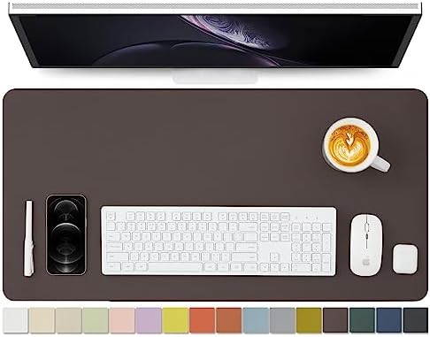 Leather Desk Mat - Non-Slip PU Desk Pad for Office and Home - Desk Organization and Accessories - Ideal for Large Mouse Pad and Desk Mats on Top of Desks (Coffee,31.5"x 15.7") by HOMIEAZICOZI