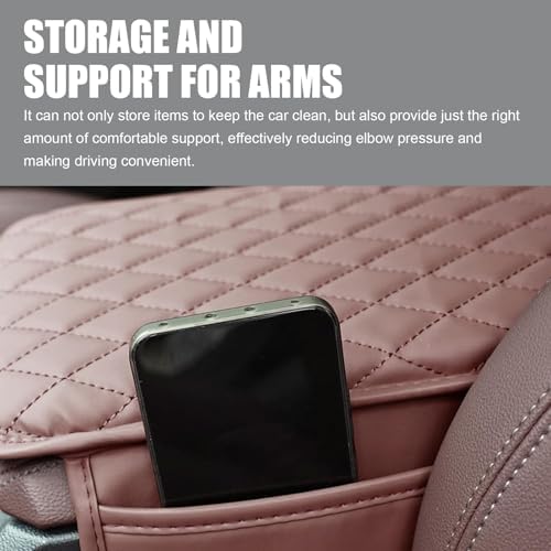 Upgraded Car Center Console Cover, Microfiber Leather Armrest Cover Cushion with 2 Storage Bags, Scratch-resistant Armrest Storage Box, Universal Car Interior Protector Accessories (Red) - Image 5