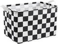 Ohocut Black White Checkered Canvas Basket, Rectangular Organizing Decorative Storage Basket for Kids Dog Toy, Cute Aesthetic Race Cars Boy Room Decor for Home, Kitchen, Bedroom, Classroom, Shelves by Ohocut