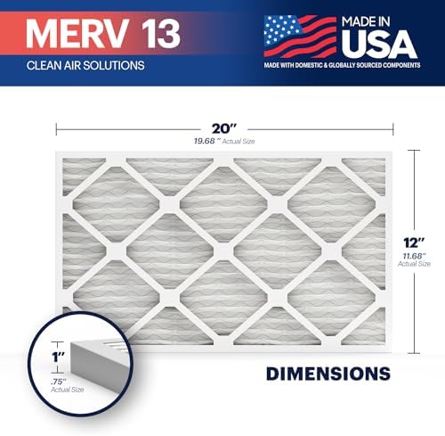 BNX TruFilter 12x20x1 Air Filter MERV 13 (6-Pack) - MADE IN USA - Electrostatic Pleated Air Conditioner HVAC AC Furnace Filters for Allergies, Pollen, Mold, Bacteria, Smoke, Allergen, MPR 1900 FPR 10 - Image 2