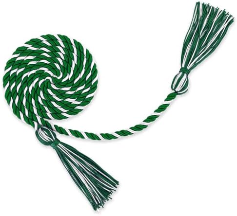 Honor Cords Graduation Cords 2026 Green and White Honors Cords for Graduation Grad Ropes Honors Cords Graduation Accessories 67" Long Braided Cords for 2026 Graduation Decorations Bachelor Gown by FFNMU