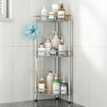 SWTYMIKI Standing Shower Caddy Corner - 3‑Tier Stainless Steel Shower Organizer Shelf with 12 Hooks and Adhesive Pads, Rustproof Corner Shelves Stand Rack for Bathroom Shower Room, Silver by SwtyMiki-TidyHomeSweetLife