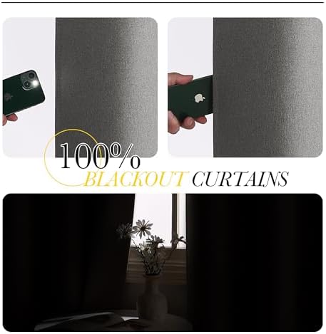 NICETOWN 100% Blackout Room Divider Curtain for Bedroom, Graphite - Image 4