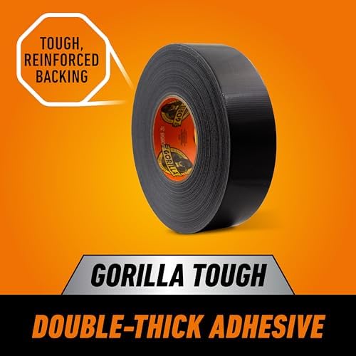 GORILLA Heavy Duty Duct Tape, Black, 1.88" x 50 yd, 1-Pack - Image 2