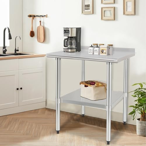 HARDURA Stainless Steel Commercial Prep Table 30 x 36 Inches Backsplash - Image 6