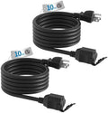 TiFFCOFiO Indoor Outdoor Extension Cord Waterproof, 10 Feet 3 Prong Power Cord for Home and Garden, 16 AWG, 13A/1625W, ETL Listed, 2 Packs by TiFFCOFiO
