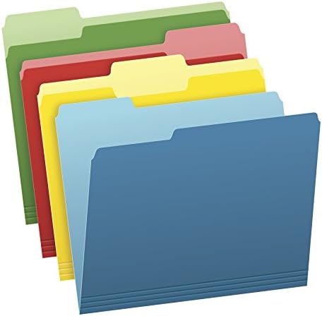 Pendaflex Colored File Folders, 36 Pack, Letter Size (8.5" x 11"), 3 Tabs, Durable Paper, Assorted Colors: Green, Yellow, Red & Blue, Color-Coding for School, Office & Home Document Organization by TOPSProducts