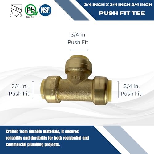 XFITTING Push Fit 3/4 Inch x 3/4 inch x 3/4 inch Push Fit Tee, 5 Pieces - Image 3