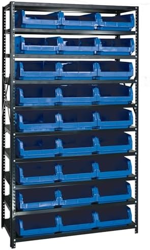 Quantum Storage Systems MSU-531BL Solid Heavy Duty 10 Shelves 27 MAGNUM Blue Bins 75" H x 42" W x 18" D by QuantumStorageSystems