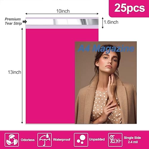 JinRuiKJ Poly Mailers 10x13 Inch, 25 Pcs Shipping Bags, Rose Red - Image 2