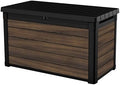 Keter Signature Collection 100 Gallon Resin Deck Box Organization and Storage for Patio Outdoor Cushions, Throw Pillows, Garden Tools and Pool Supplies, Rosewood by Unknown