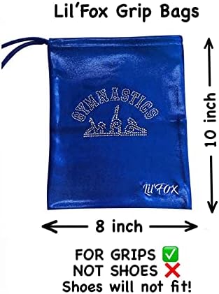 LIL'FOX 8"x10" Drawstring Gymnastics SMALL GRIP BAG 26x20cm - Lightweight Bag for Personal Equipment - Shiny Foil Rhinestones - Image 3