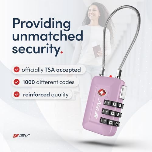 TSA Accepted Luggage Travel Lock, Set-Your-Own Combination Lock for School Gym Locker, Luggage Suitcase Baggage Locks, Filing Cabinets, Toolbox, Case (Purple, 1 Pack) - Image 2