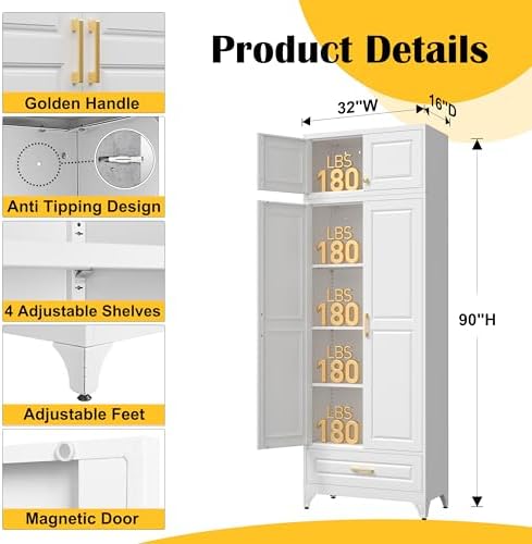 SteeLoong 90" Metal Storage Cabinet with Doors and 3 Adjustable Shelves - Image 2