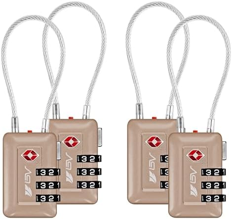 TSA Accepted Luggage Travel Lock, Set-Your-Own Combination Lock for School Gym Locker, Luggage Suitcase Baggage Locks, Filing Cabinets, Toolbox, Case (Titanium, 4 Pack) by BV