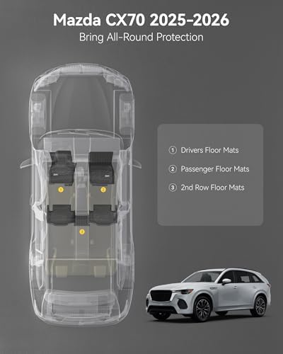 3W Floor Mats for 2025 2026 Mazda CX-70, Include PHEV, All Weather TPE - Image 3