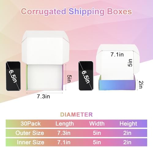 7x5x2 Shipping Boxes for Small Business, Set of 30 Small Cardboard Box, Colorful Mailing Boxes for Shipping Packing - Image 2