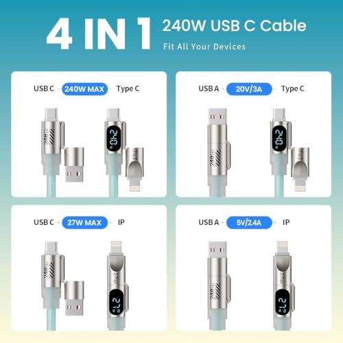 USB C Cable, 240W Fast Charging Type C Charger Cord with E-Mark Chip, 6FT - Image 2